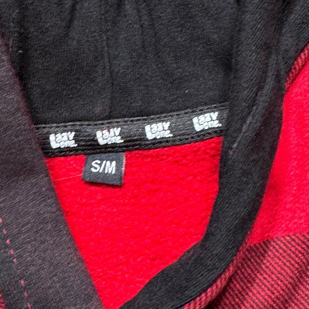 Lazy One Sleep Hoodie Women S/M Red Black Buffalo Plaid Longline Loungewear 0143 - Picture 3 of 10